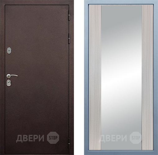 Входная металлическая Дверь Дива МД-40 Медь Д-15 Зеркало Сандал белый в Балашихе