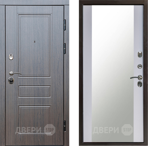 Входная металлическая Дверь Престиж Классика Венге Зеркало Белый софт в Балашихе