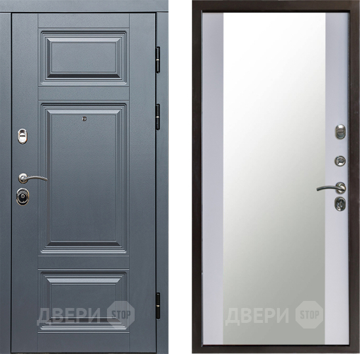 Входная металлическая Дверь Престиж Премиум Зеркало Белый софт в Балашихе