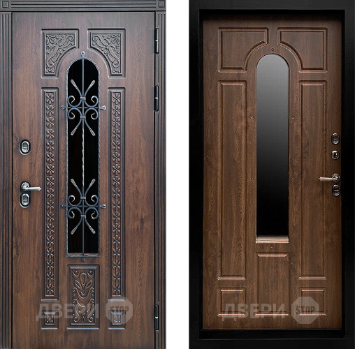 Входная металлическая Дверь Престиж TERMO с терморазрывом Лацио Дуб с окном и ковкой Дуб в Балашихе