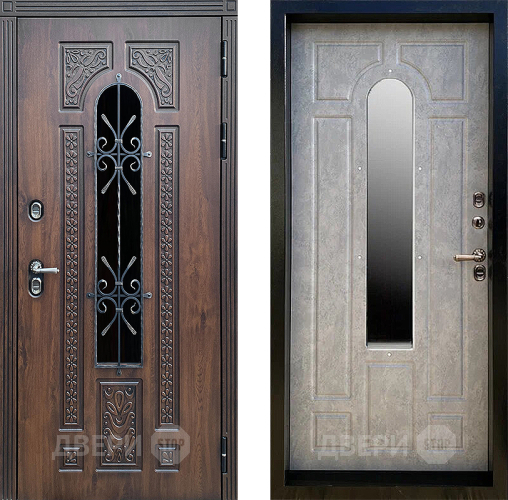 Дверь Престиж TERMO с терморазрывом Лацио Дуб с окном и ковкой Бетон светлый в Балашихе
