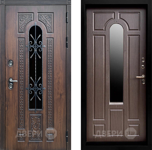 Входная металлическая Дверь Престиж TERMO с терморазрывом Лацио Дуб White с окном и ковкой Венге в Балашихе