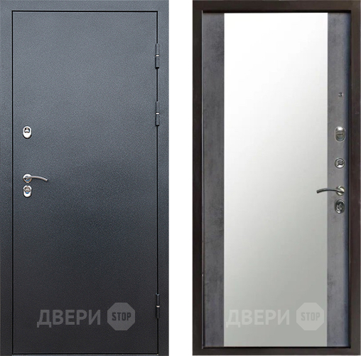 Входная металлическая Дверь Престиж TERMO с терморазрывом Снегирь Серебро Зеркало Бетон темный в Балашихе