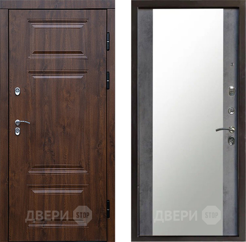 Входная металлическая Дверь Престиж TERMO с терморазрывом Премиум Орех Зеркало Бетон темный в Балашихе