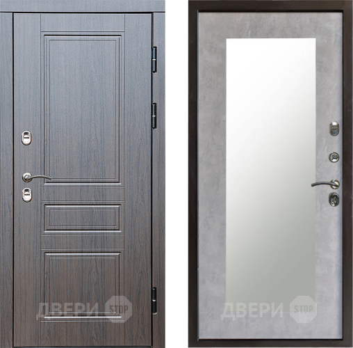 Входная металлическая Дверь Престиж TERMO с терморазрывом Классика Зеркало пастораль Бетон светлый в Балашихе