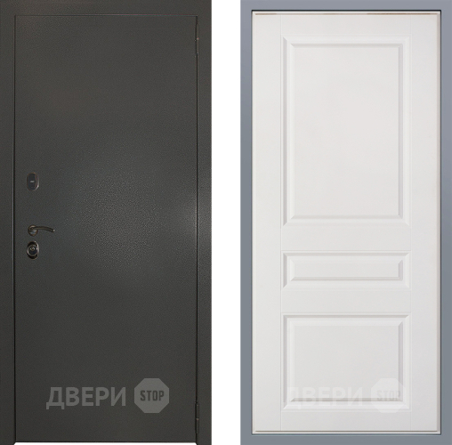 Дверь Заводские двери Эталон 3к антик серебро Стокгольм Белый софт в Балашихе