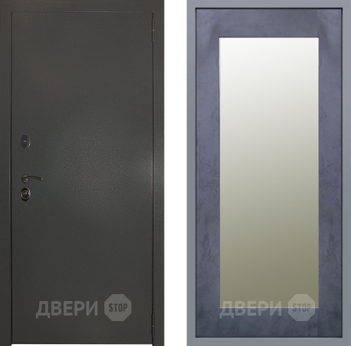 Дверь Заводские двери Эталон 3к антик серебро Зеркало Модерн Бетон темный в Балашихе