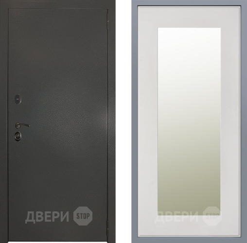 Дверь Заводские двери Эталон 3к антик серебро Зеркало Модерн Белый софт в Балашихе