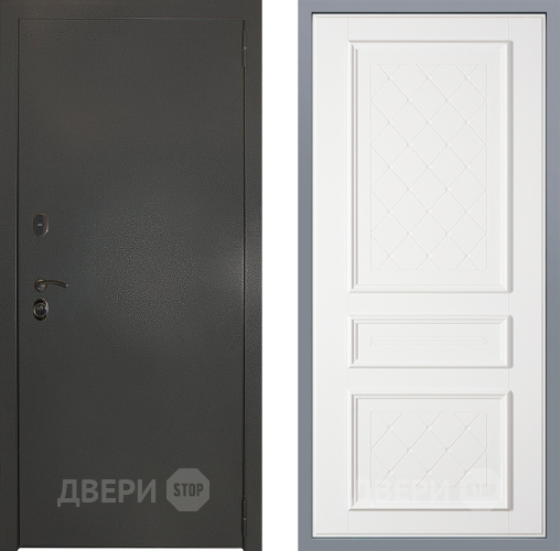 Дверь Заводские двери Эталон 3к антик серебро Урбино Белый софт в Балашихе