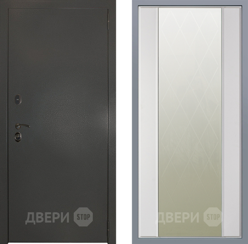 Дверь Заводские двери Эталон 3к антик серебро Зеркало Ампир Белый софт в Балашихе