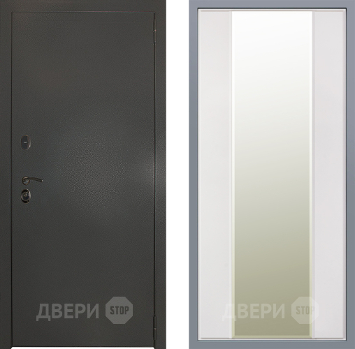 Дверь Заводские двери Эталон 3к антик серебро Зеркало Макси Белый матовый в Балашихе