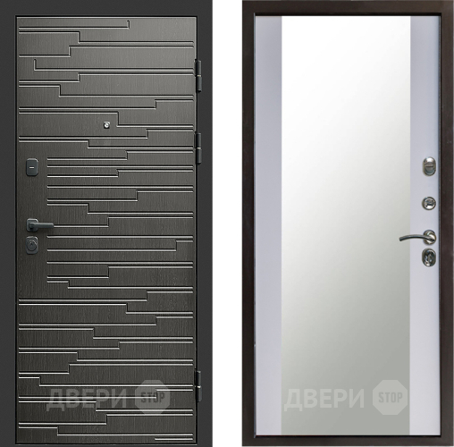 Входная металлическая Дверь Престиж Rivera Зеркало Белый софт в Балашихе