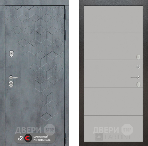 Входная металлическая Дверь Лабиринт (LABIRINT) Бетон 13 Грей софт в Балашихе