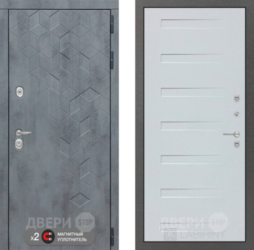 Входная металлическая Дверь Лабиринт (LABIRINT) Бетон 14 Дуб кантри белый горизонтальный в Балашихе