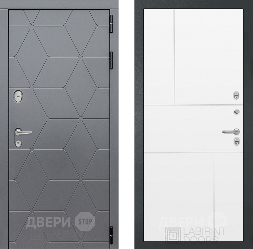 Входная металлическая Дверь Лабиринт (LABIRINT) Cosmo 21 Белый софт в Балашихе
