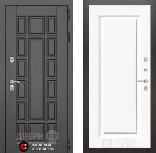 Входная металлическая Дверь Лабиринт (LABIRINT) New York 27 Белый (RAL-9003) в Балашихе