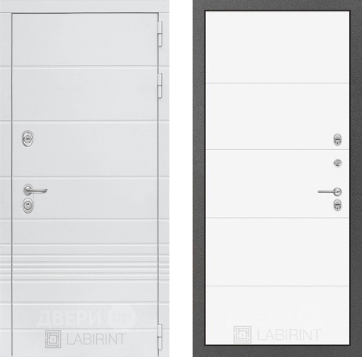 Входная металлическая Дверь Лабиринт (LABIRINT) Трендо 13 Белый софт в Балашихе
