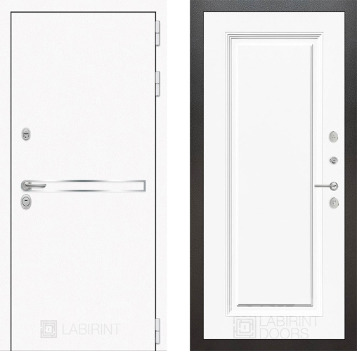 Входная металлическая Дверь Лабиринт (LABIRINT) Лайн White 27 Белый (RAL-9003) в Балашихе
