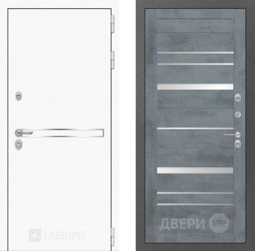 Входная металлическая Дверь Лабиринт (LABIRINT) Лайн White 20 Бетон темный в Балашихе
