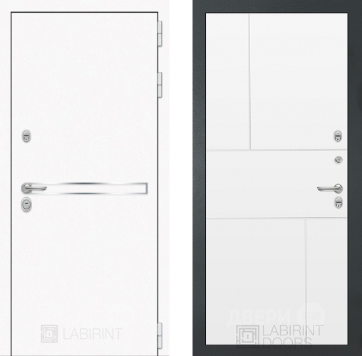 Входная металлическая Дверь Лабиринт (LABIRINT) Лайн White 21 Белый софт в Балашихе