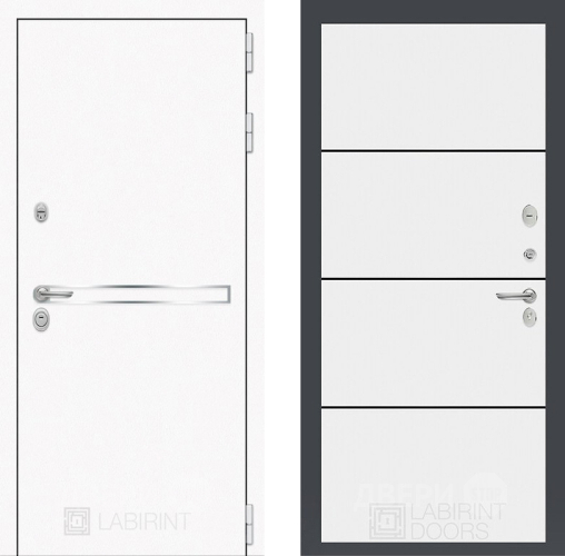 Входная металлическая Дверь Лабиринт (LABIRINT) Лайн White 25 Белый софт в Балашихе