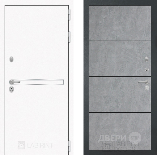 Входная металлическая Дверь Лабиринт (LABIRINT) Лайн White 25 Бетон светлый в Балашихе