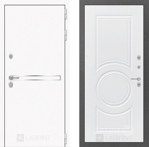 Входная металлическая Дверь Лабиринт (LABIRINT) Лайн White 23 Белый софт в Балашихе
