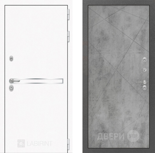 Входная металлическая Дверь Лабиринт (LABIRINT) Лайн White 24 Бетон светлый в Балашихе