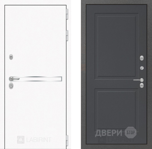 Входная металлическая Дверь Лабиринт (LABIRINT) Лайн White 11 Графит софт в Балашихе