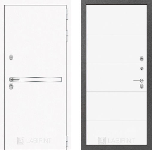 Входная металлическая Дверь Лабиринт (LABIRINT) Лайн White 13 Белый софт в Балашихе