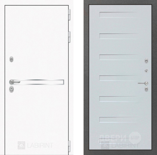 Входная металлическая Дверь Лабиринт (LABIRINT) Лайн White 14 Дуб кантри белый горизонтальный в Балашихе