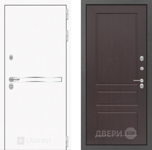 Входная металлическая Дверь Лабиринт (LABIRINT) Лайн White 03 Орех премиум в Балашихе
