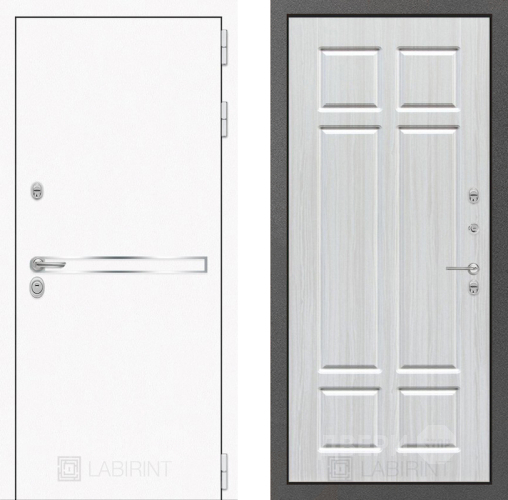 Входная металлическая Дверь Лабиринт (LABIRINT) Лайн White 08 Кристалл вуд в Балашихе