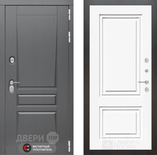 Входная металлическая Дверь Лабиринт (LABIRINT) Платинум 26 Белый (RAL-9003) в Балашихе