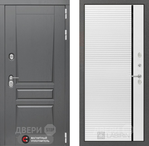 Входная металлическая Дверь Лабиринт (LABIRINT) Платинум 22 Белый софт в Балашихе