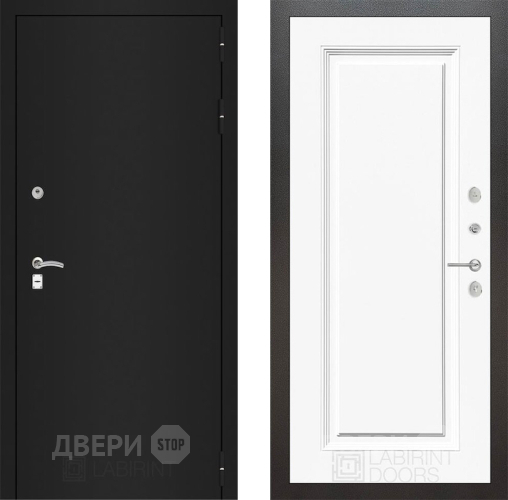 Входная металлическая Дверь Лабиринт (LABIRINT) Classic шагрень черная 27 Белый (RAL-9003) в Балашихе