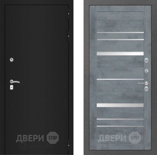Входная металлическая Дверь Лабиринт (LABIRINT) Classic шагрень черная 20 Бетон темный в Балашихе
