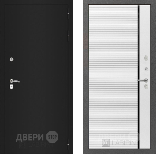 Входная металлическая Дверь Лабиринт (LABIRINT) Classic шагрень черная 22 Белый софт в Балашихе