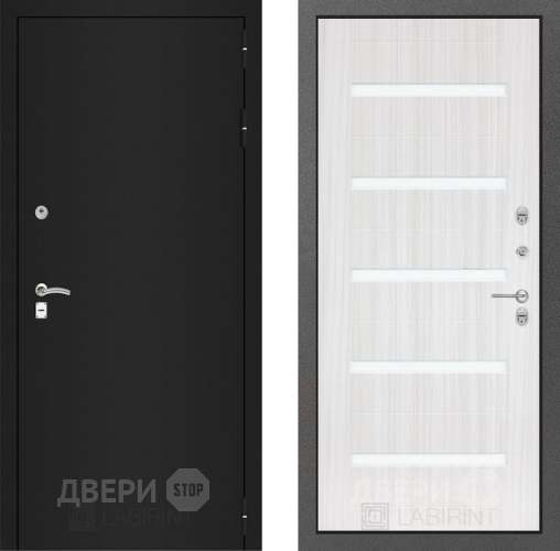 Входная металлическая Дверь Лабиринт (LABIRINT) Classic шагрень черная 01 Сандал белый в Балашихе