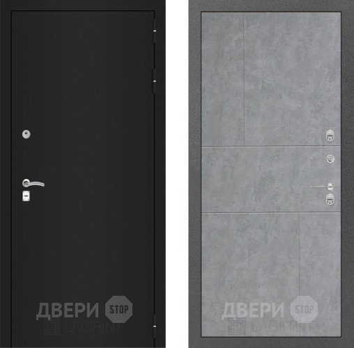 Входная металлическая Дверь Лабиринт (LABIRINT) Classic шагрень черная 21 Бетон светлый в Балашихе