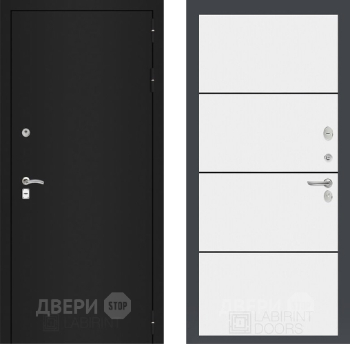 Дверь Лабиринт (LABIRINT) Classic шагрень черная 25 Белый софт в Балашихе