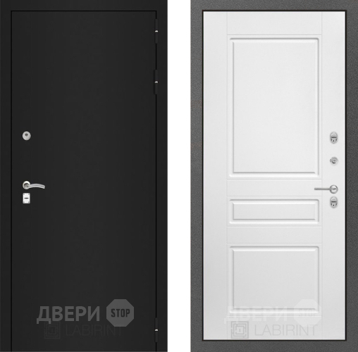 Входная металлическая Дверь Лабиринт (LABIRINT) Classic шагрень черная 03 Белый софт в Балашихе