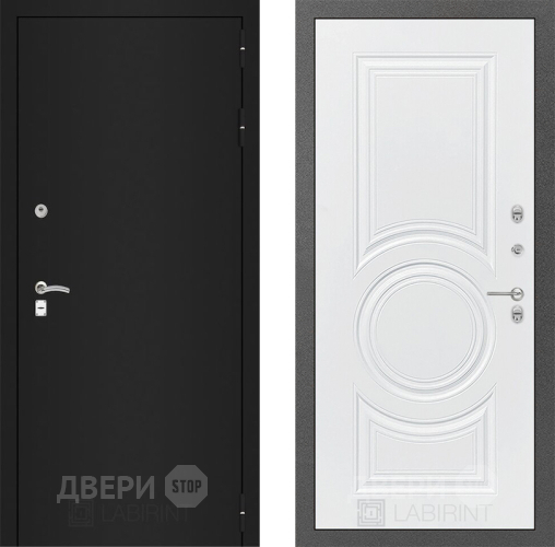 Входная металлическая Дверь Лабиринт (LABIRINT) Classic шагрень черная 23 Белый софт в Балашихе