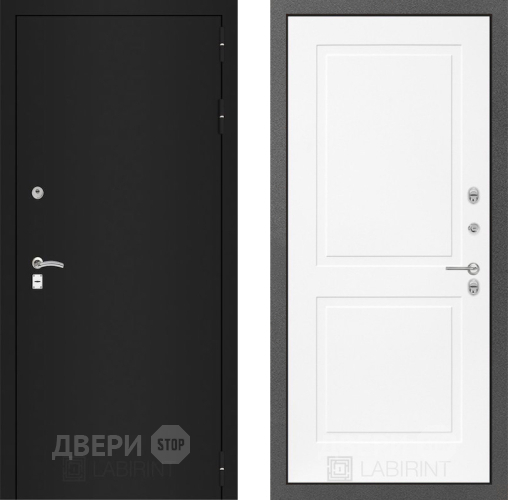 Дверь Лабиринт (LABIRINT) Classic шагрень черная 11 Белый софт в Балашихе