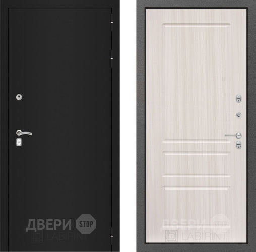 Входная металлическая Дверь Лабиринт (LABIRINT) Classic шагрень черная 03 Сандал белый в Балашихе