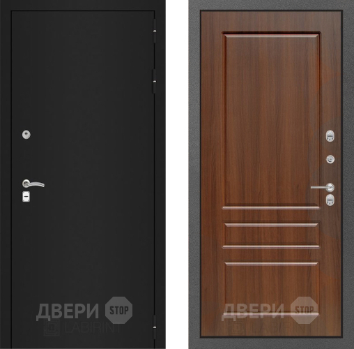 Входная металлическая Дверь Лабиринт (LABIRINT) Classic шагрень черная 03 Орех бренди в Балашихе