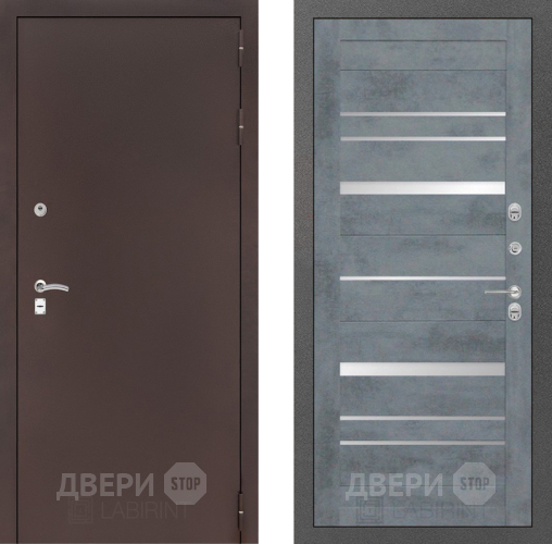 Входная металлическая Дверь Лабиринт (LABIRINT) Classic антик медь 20 Бетон темный в Балашихе