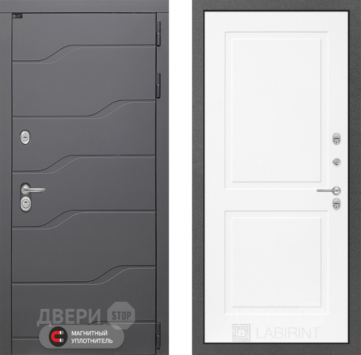 Входная металлическая Дверь Лабиринт (LABIRINT) Ривер 11 Белый софт в Балашихе