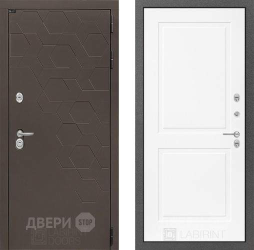 Входная металлическая Дверь Лабиринт (LABIRINT) Смоки 11 Белый софт в Балашихе