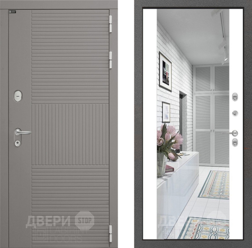 Входная металлическая Дверь Лабиринт (LABIRINT) Формо Зеркало Максимум Белый софт в Балашихе